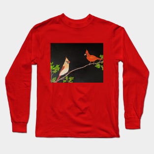 Cardinal Birds Print Long Sleeve T-Shirt